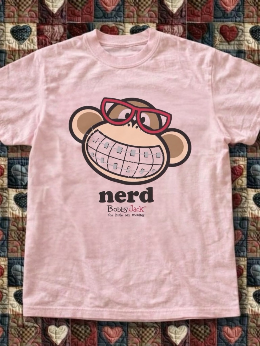 Gildan Light Pink Monkey "Nerd" Graphic Tee